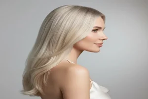 مدل مو بلوند پلاتینه با رنگ و مش طبیعی و درخشان