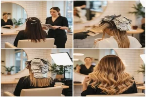 مراحل اجرای رنگ و لایت مو در سالن زیبایی از مشاوره تا نتیجه نهایی